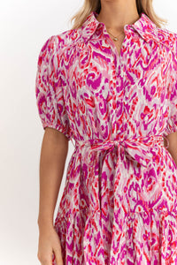 All Is Well Hot Pink Ikat Dress