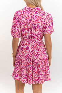 All Is Well Hot Pink Ikat Dress
