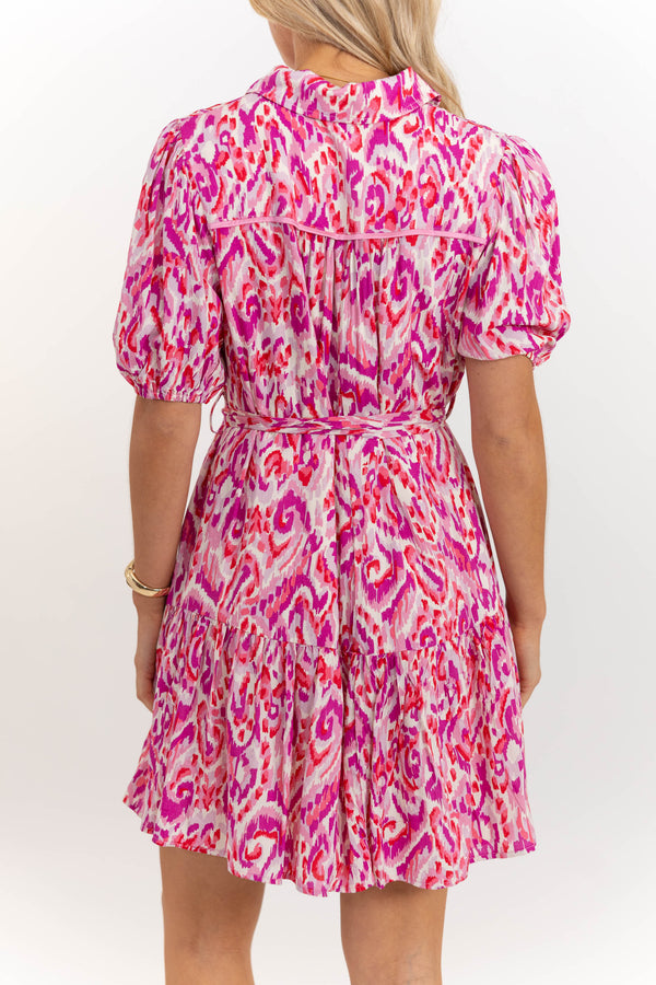 All Is Well Hot Pink Ikat Dress