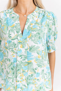 Can't Stop Now Sage Green Floral Blouse