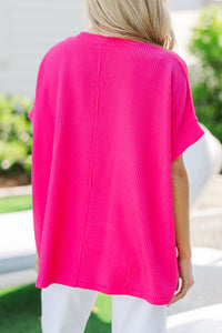 Catching On Fuchsia Pink Ribbed Top