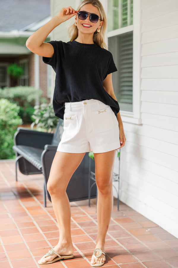 Catching On Black Ribbed Top