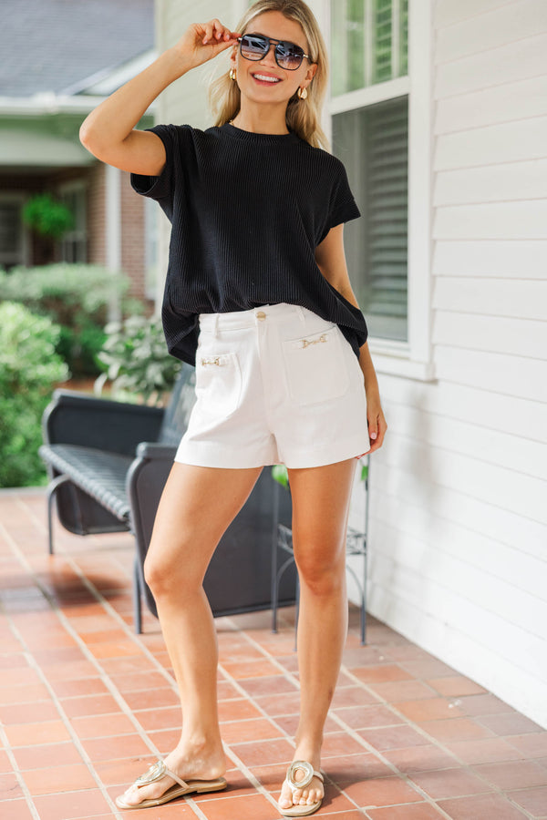 Catching On Black Ribbed Top