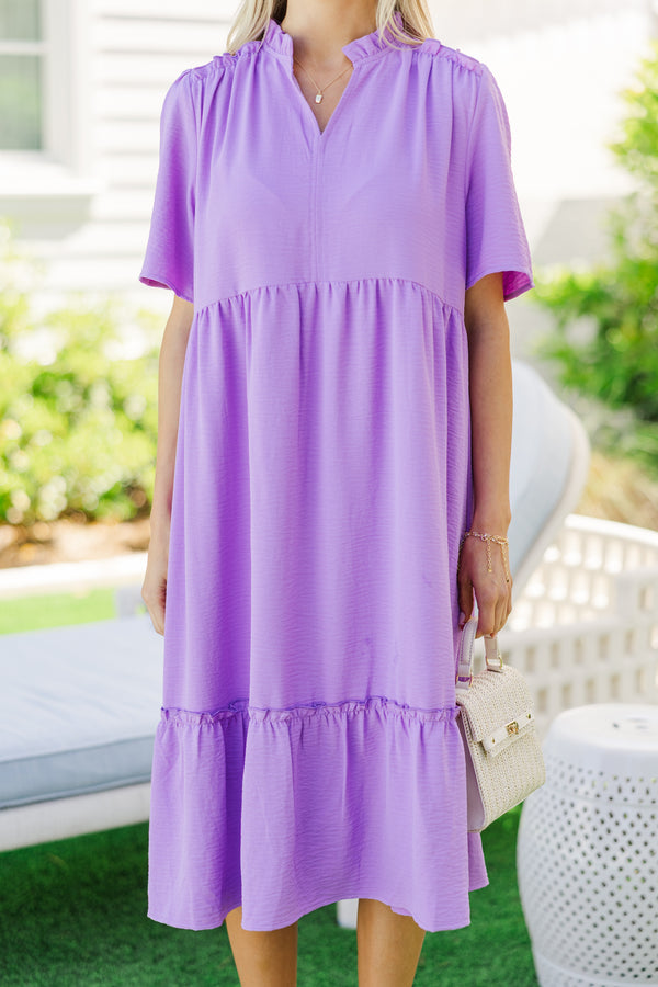 First And Foremost Purple Midi Dress