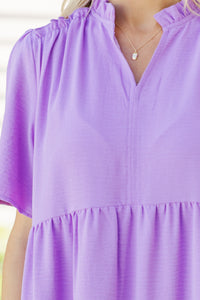 First And Foremost Purple Midi Dress
