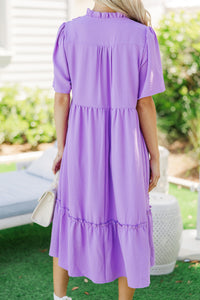 First And Foremost Purple Midi Dress