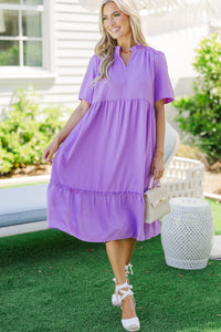 First And Foremost Purple Midi Dress