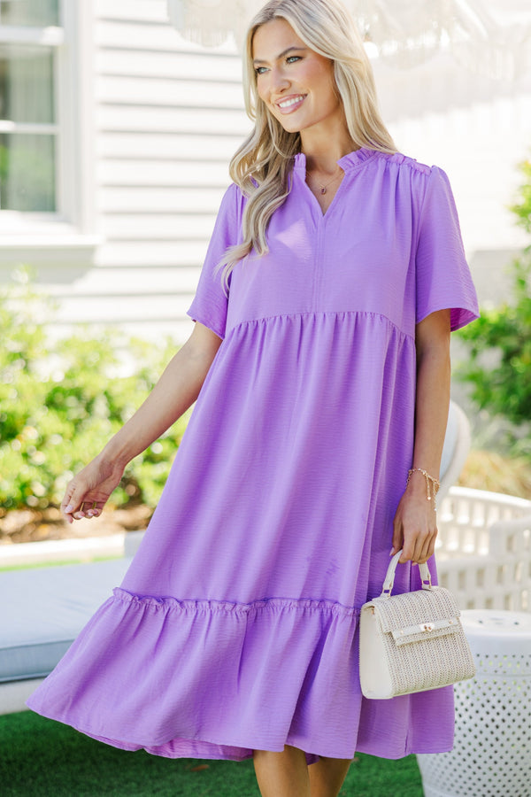 First And Foremost Purple Midi Dress