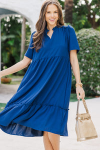 First And Foremost Navy Blue Midi Dress