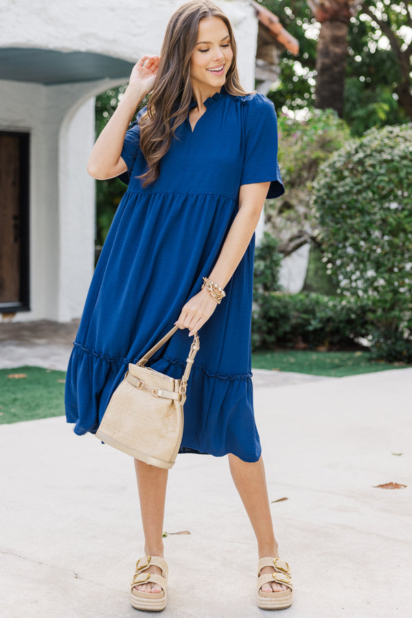 First And Foremost Navy Blue Midi Dress