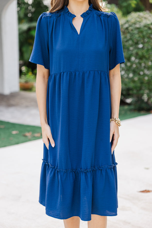 First And Foremost Navy Blue Midi Dress