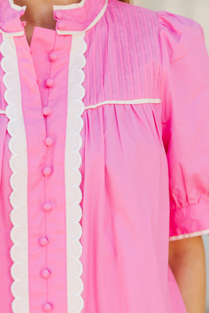 Willing To Help Pink Button Down Dress – Shop the Mint