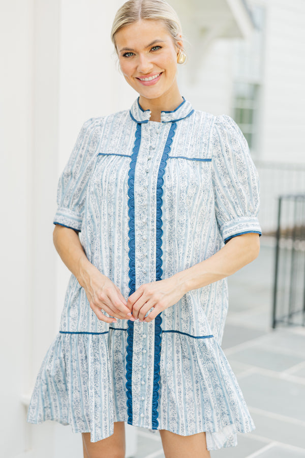 Willing To Help Blue Floral Button Down Dress Shop the Mint Willing To Help Blue Floral Button Down Dress Shop the Mint
