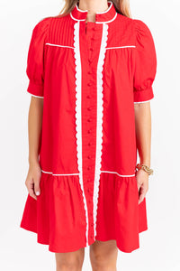 Willing To Help Red Button Down Dress