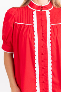 Willing To Help Red Button Down Dress