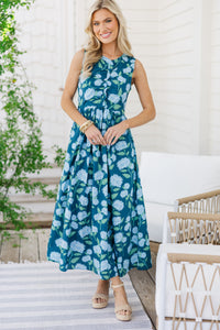 All Together Now Navy Blue Floral Midi Dress
