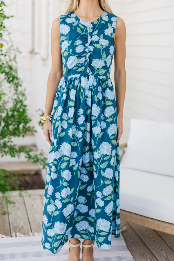 All Together Now Navy Blue Floral Midi Dress