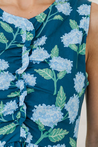 All Together Now Navy Blue Floral Midi Dress