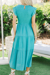 Learn From The Best Turquoise Smocked Dress