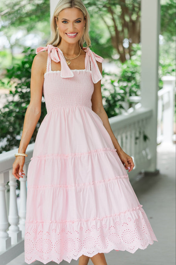 On Top Of The World Pink Eyelet Midi Dress Shop the Mint On Top Of The World Pink Eyelet Midi Dress Shop the Mint