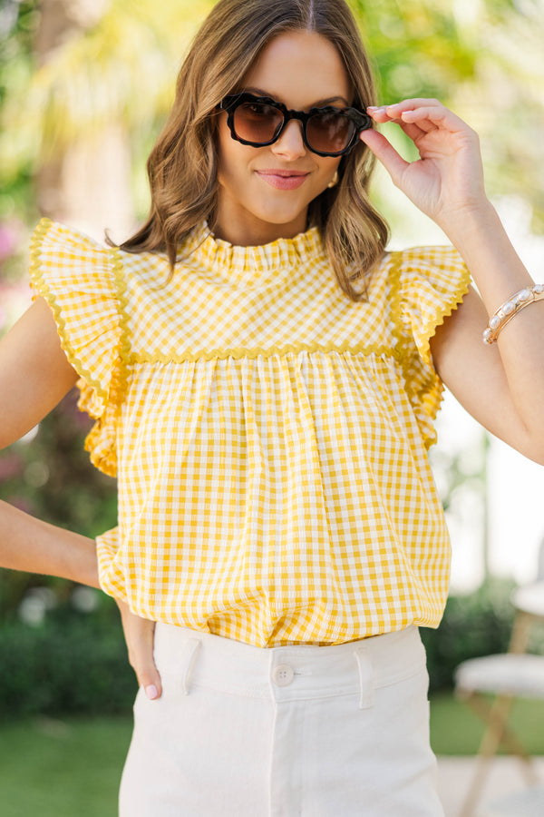 What You Want Yellow Gingham Blouse