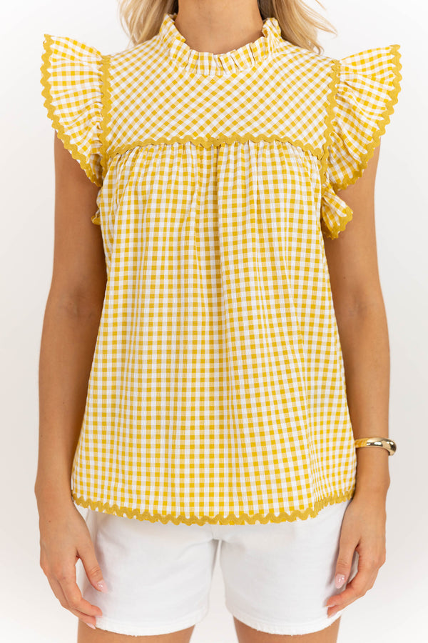 What You Want Yellow Gingham Blouse