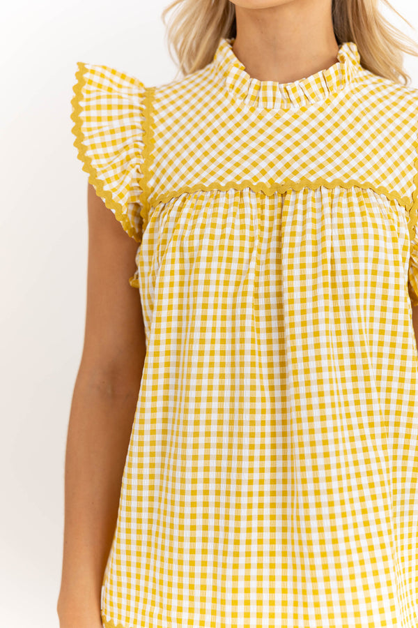 What You Want Yellow Gingham Blouse