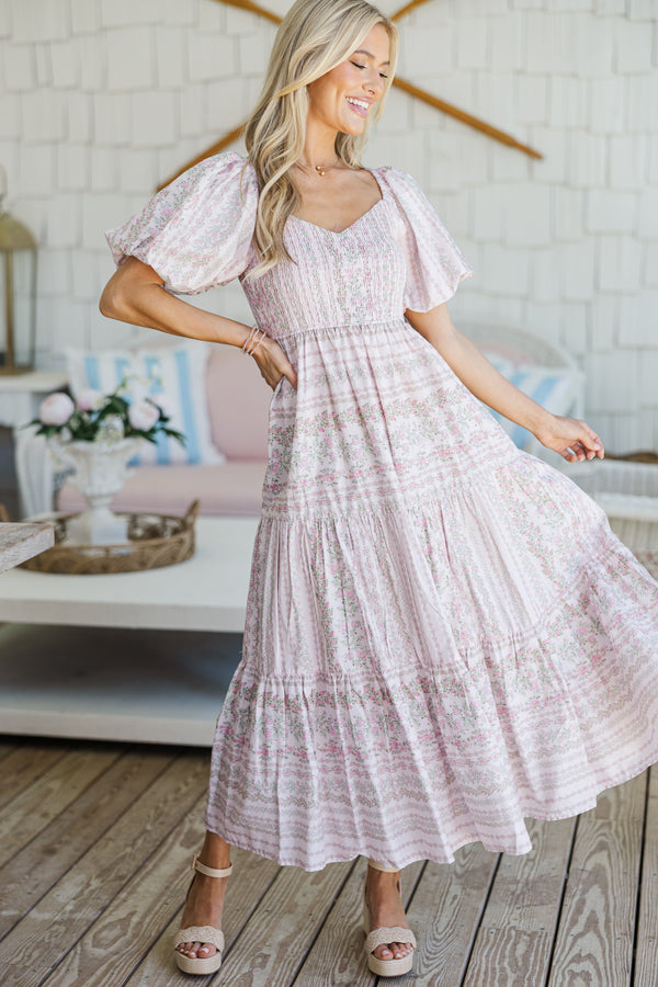 Garden Stroll Blush Pink Ditsy Floral Midi Dress Shop the Mint Garden Stroll Blush Pink Ditsy Floral Midi Dress Shop the Mint