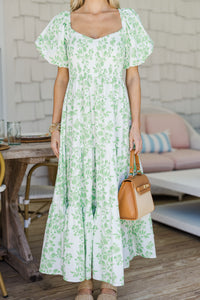 Garden Stroll Green Floral Midi Dress