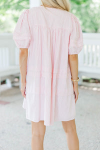 Designed For Joy Pink Striped Pleated Dress
