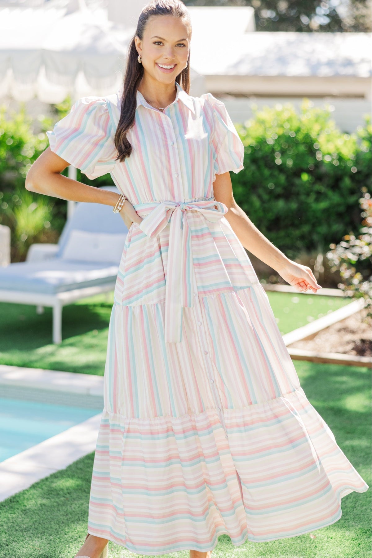Wait For Daylight Peach Striped Maxi Dress – Shop the Mint