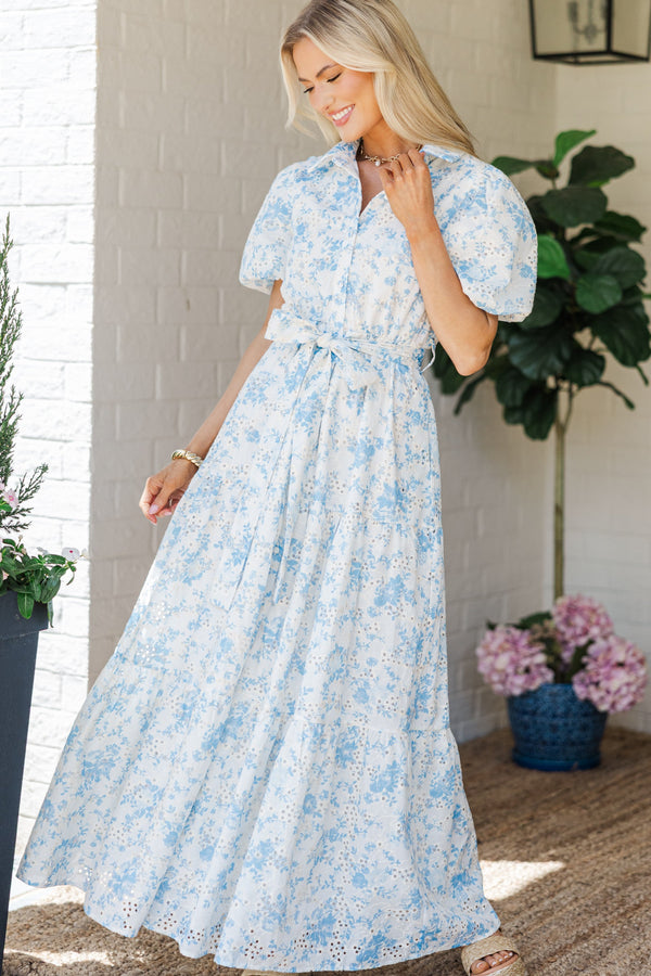 Wait For Daylight Light Blue Floral Eyelet Maxi Dress Shop the Mint Wait For Daylight Light Blue Floral Eyelet Maxi Dress Shop the Mint