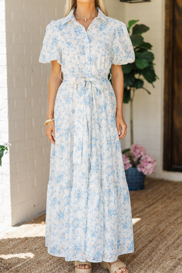 Wait For Daylight Light Blue Floral Eyelet Maxi Dress Shop the Mint Wait For Daylight Light Blue Floral Eyelet Maxi Dress Shop the Mint