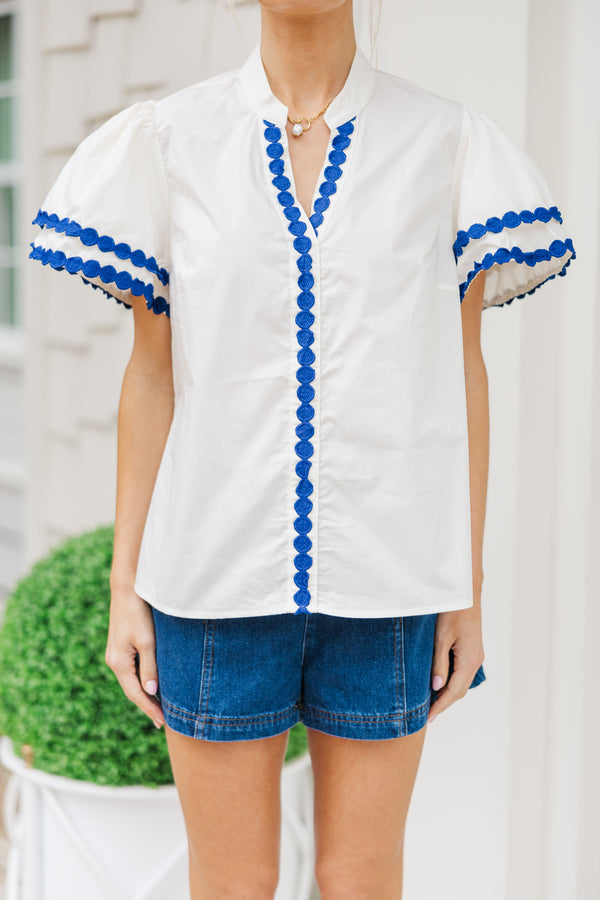 Free To Be You White Rickrack Blouse