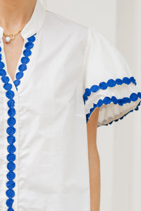 Free To Be You White Rickrack Blouse