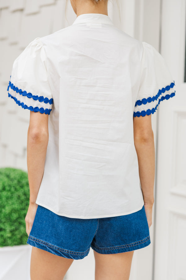 Free To Be You White Rickrack Blouse