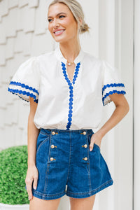 Free To Be You White Rickrack Blouse
