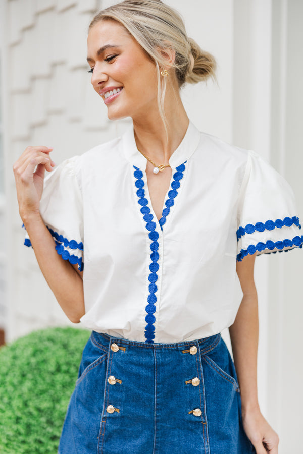 Free To Be You White Rickrack Blouse