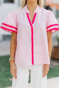 Free To Be You Blush Pink Rickrack Blouse