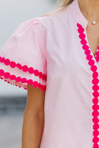 Free To Be You Blush Pink Rickrack Blouse
