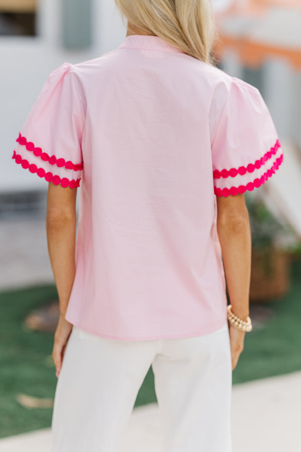 Free To Be You Blush Pink Rickrack Blouse
