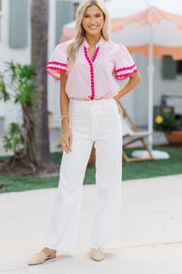 Free To Be You Blush Pink Rickrack Blouse