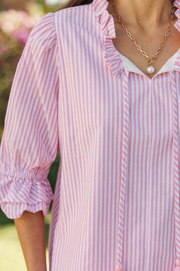It's Your Turn Pink Striped Blouse
