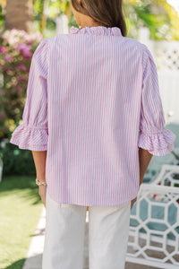 It's Your Turn Pink Striped Blouse