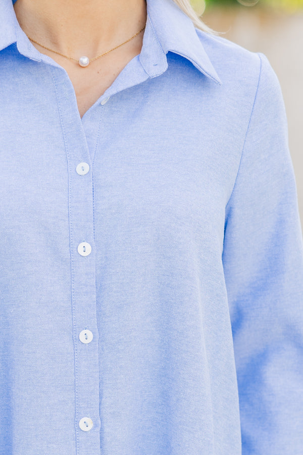 Hanging On Every Word Light Blue Shirt Dress – Shop the Mint