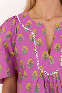 Just A Theory Fuchsia Medallion Blouse