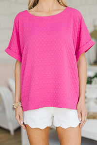 All Is Well Fuchsia Pink Textured Top