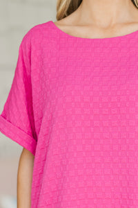 All Is Well Fuchsia Pink Textured Top
