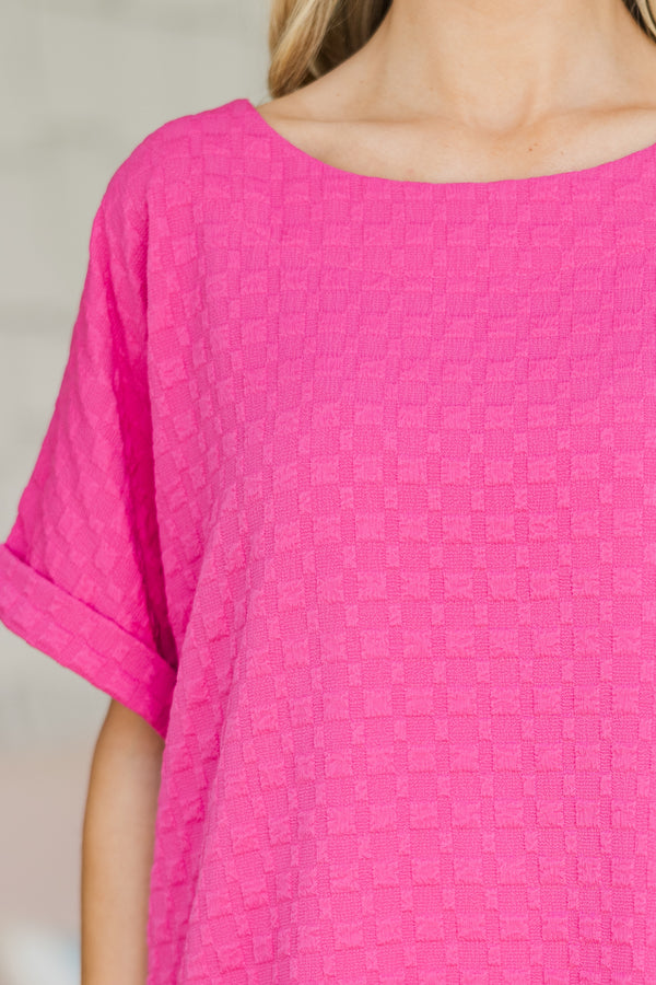 All Is Well Fuchsia Pink Textured Top