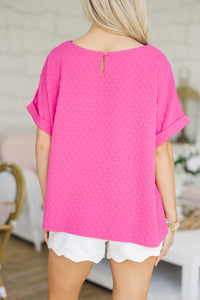 All Is Well Fuchsia Pink Textured Top